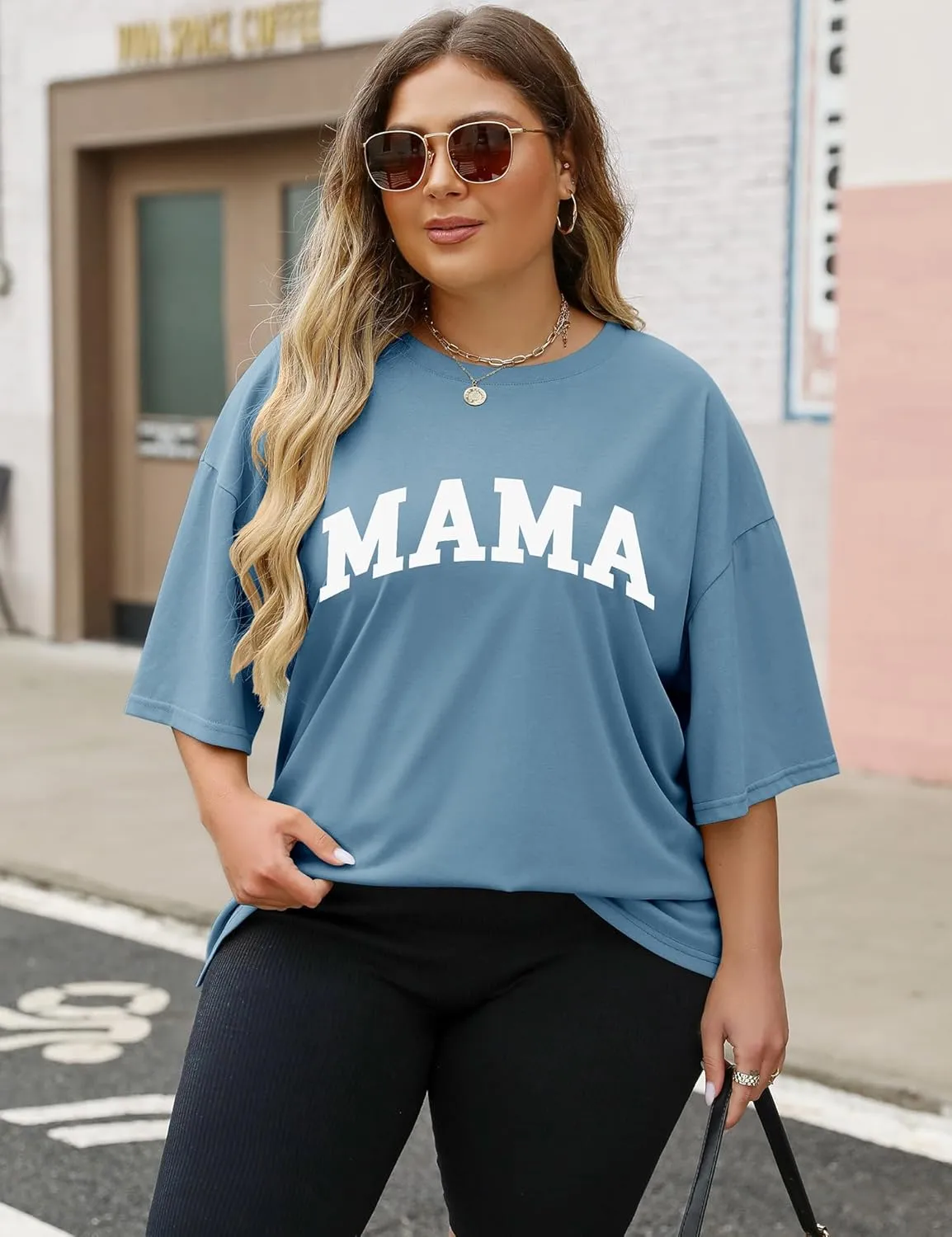 LOMON Oversized T Shirts for Women Short Sleeve Crewneck Summer Tops Loose Casual Mama Shirts Basic Tee