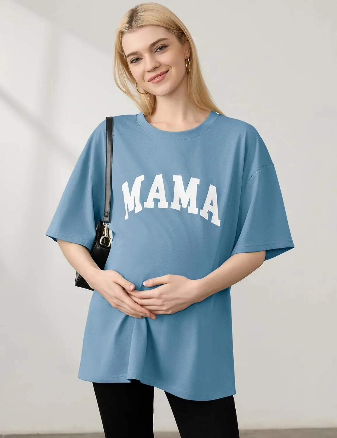 LOMON Oversized T Shirts for Women Short Sleeve Crewneck Summer Tops Loose Casual Mama Shirts Basic Tee