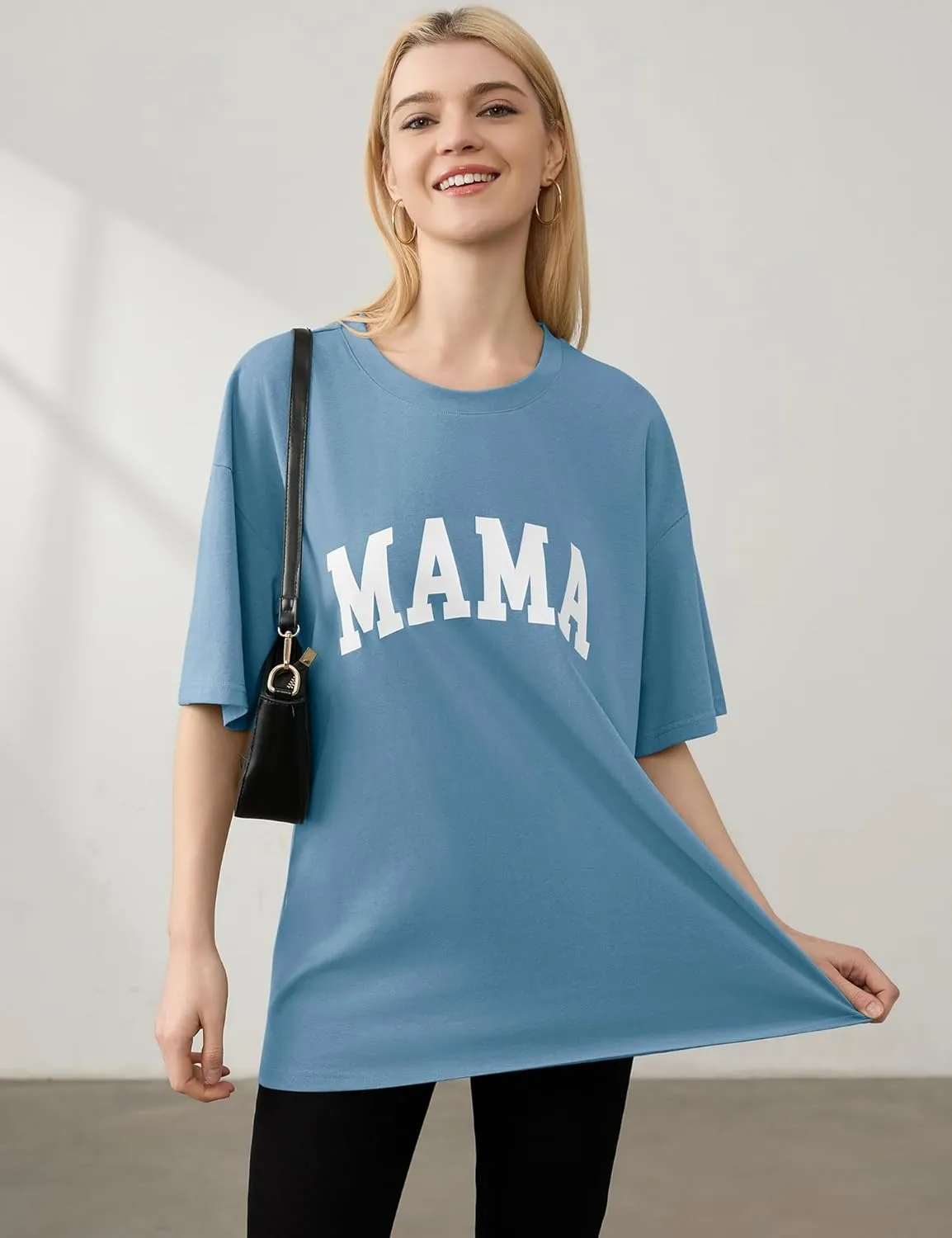 LOMON Oversized T Shirts for Women Short Sleeve Crewneck Summer Tops Loose Casual Mama Shirts Basic Tee