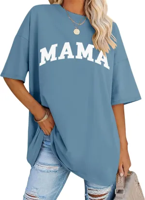 LOMON Oversized T Shirts for Women Short Sleeve Crewneck Summer Tops Loose Casual Mama Shirts Basic Tee