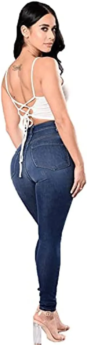 Maiyifu-GJ Destroyed Denim Skinny Jeans for Women - High Waisted and Stretchy with Ripped Accents