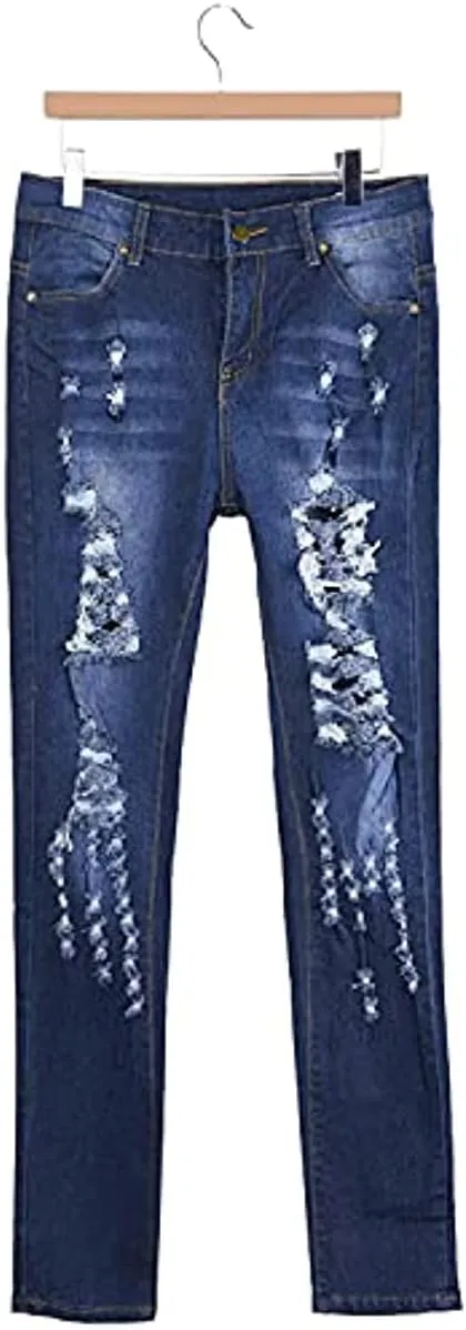 Maiyifu-GJ Women's High Waist Ripped Skinny Jeans - Slim Fit Stretch Denim Trousers with Distressed Details