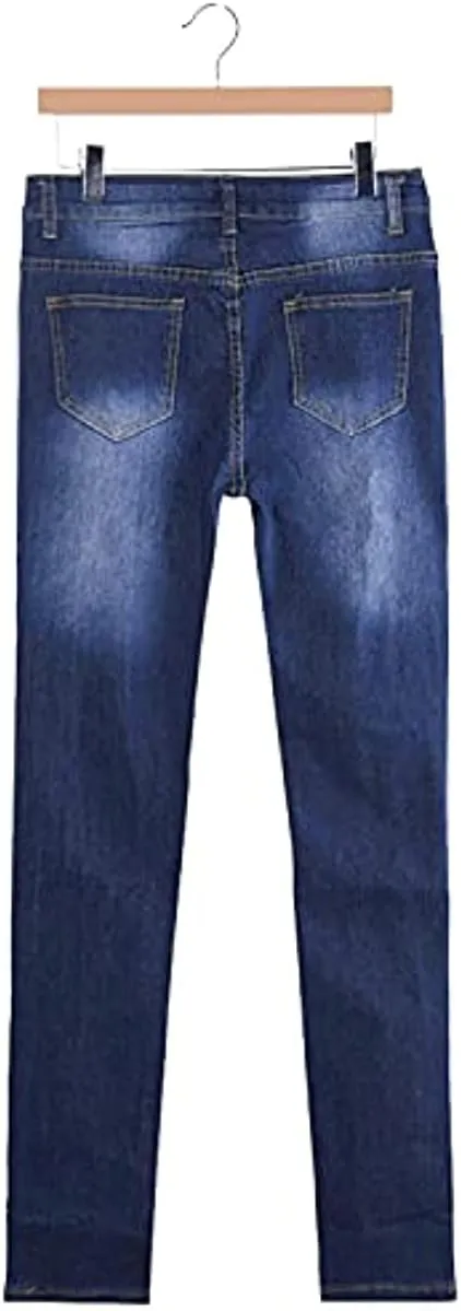 Maiyifu-GJ Women's High Waist Ripped Skinny Jeans - Slim Fit Stretch Denim Trousers with Distressed Details