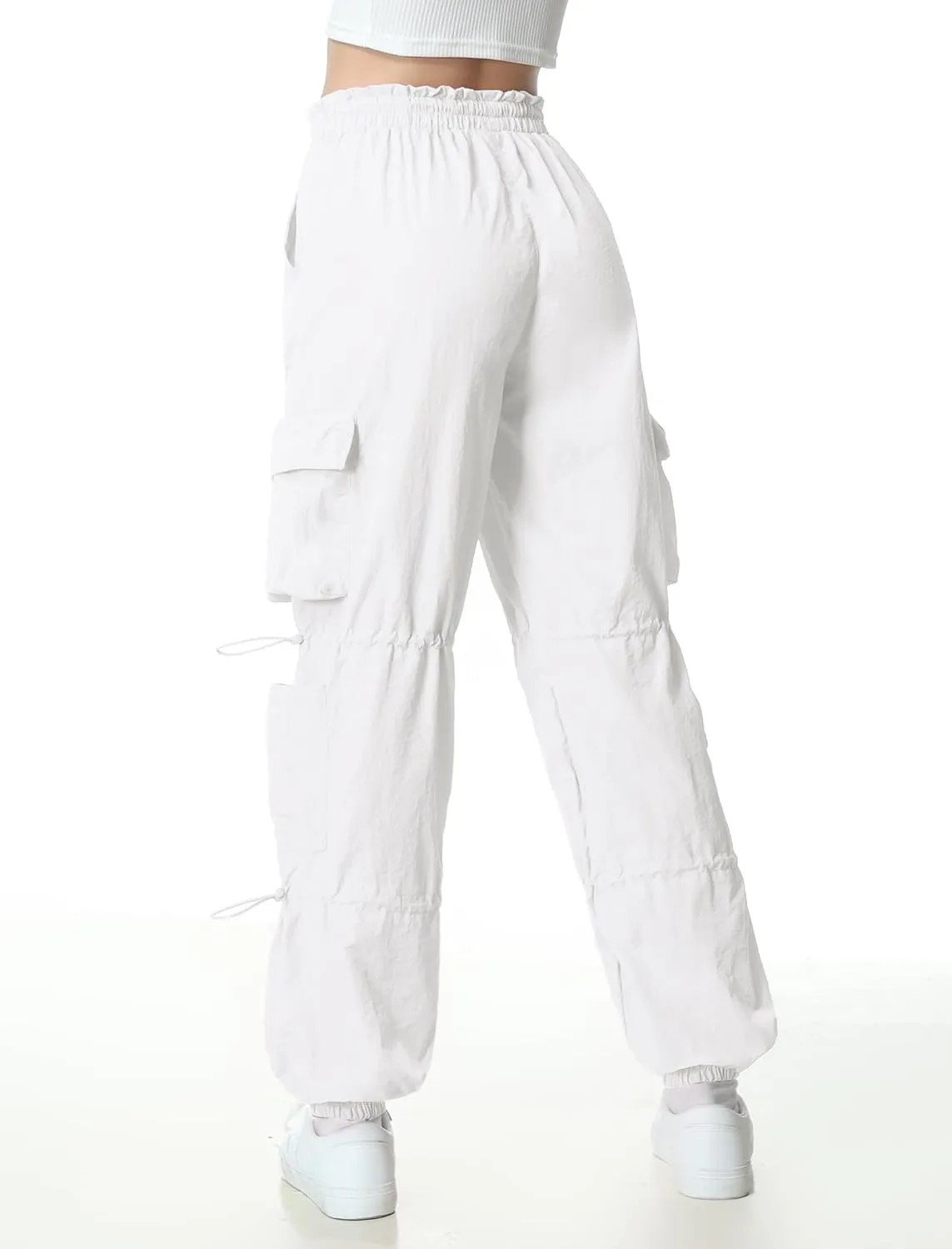 Mebius Girls Parachute Pants Baggy Cargo Hiking Joggers Hip Hop Dance with Pockets Trousers for Kids 8-14Y