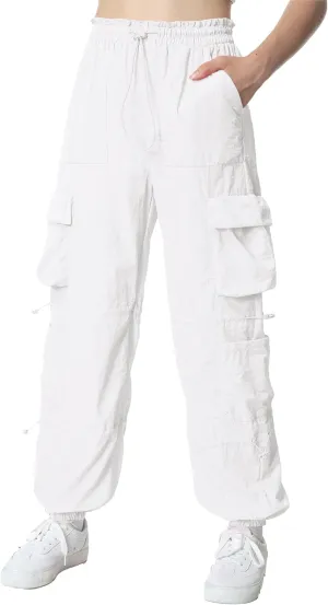 Mebius Girls Parachute Pants Baggy Cargo Hiking Joggers Hip Hop Dance with Pockets Trousers for Kids 8-14Y