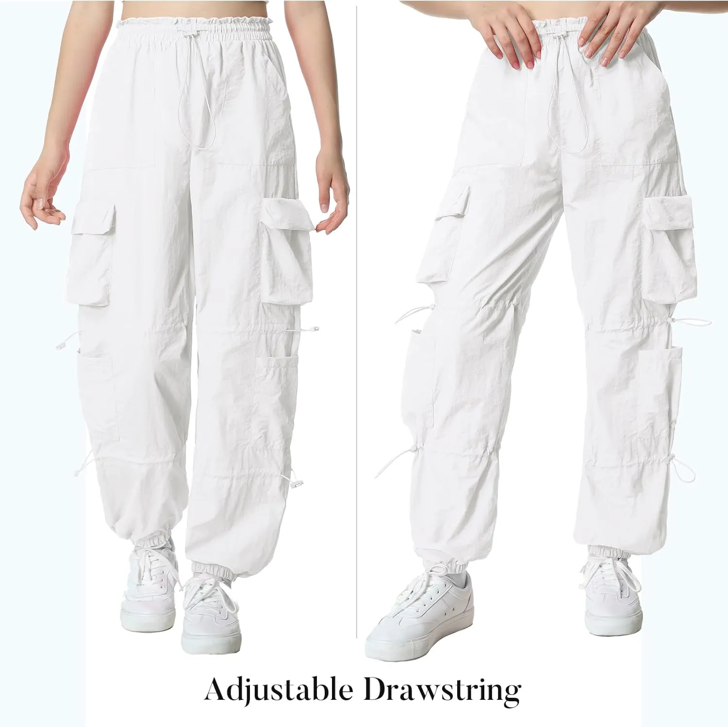 Mebius Girls Parachute Pants Baggy Cargo Hiking Joggers Hip Hop Dance with Pockets Trousers for Kids 8-14Y
