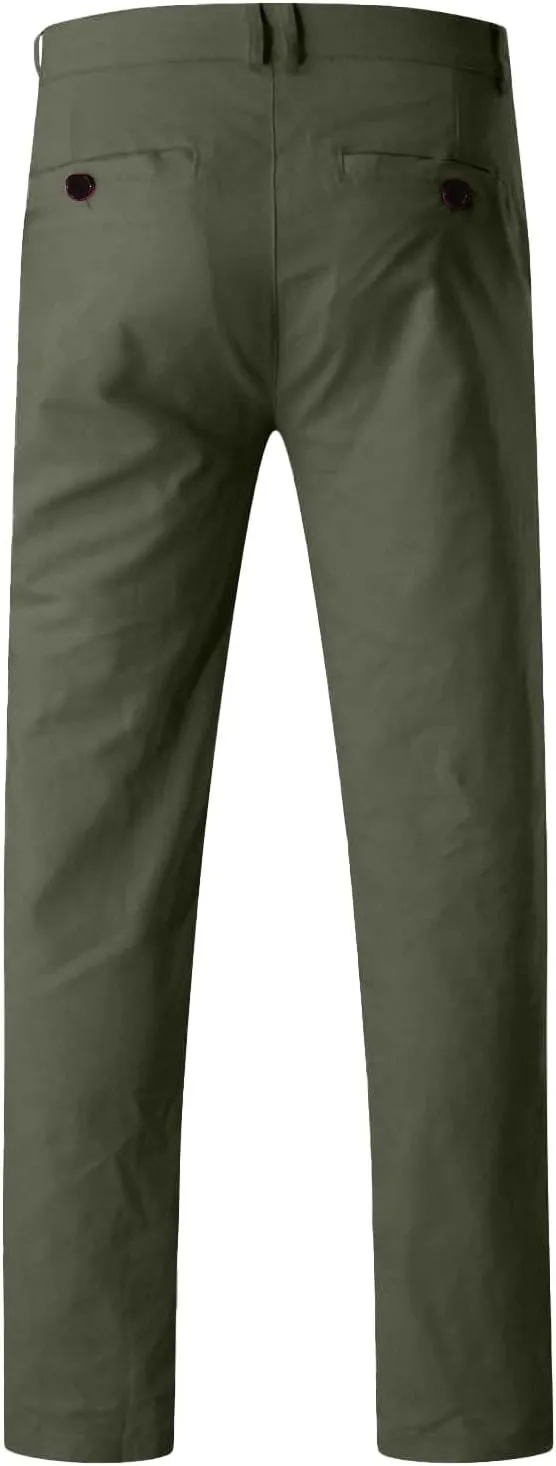 Men Dress Pants Stretch Flat Front Formal Pants Comfy Chino Pants Casual Golf Pants Straight Fit Skinny Jeans Trousers