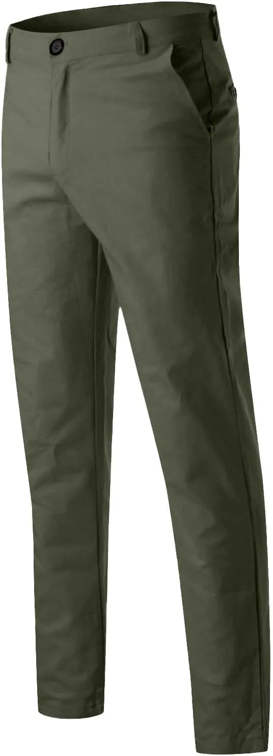 Men Dress Pants Stretch Flat Front Formal Pants Comfy Chino Pants Casual Golf Pants Straight Fit Skinny Jeans Trousers