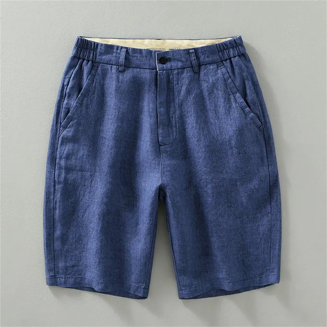 Men Linen Lightweight Beach Straight Shorts Summer Loose Casual Outdoor Work Button Up Short