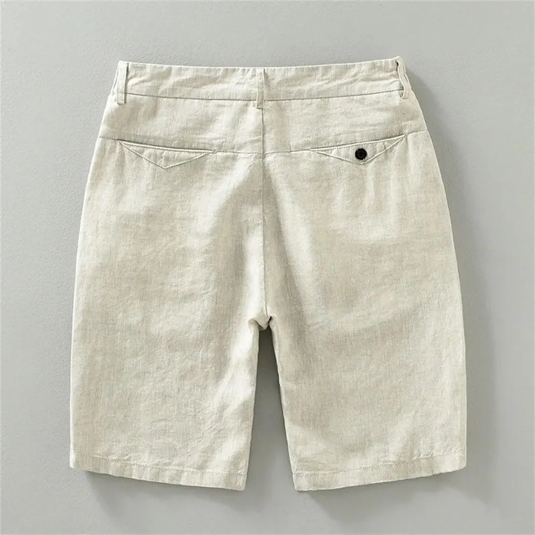 Men Linen Lightweight Beach Straight Shorts Summer Loose Casual Outdoor Work Button Up Short