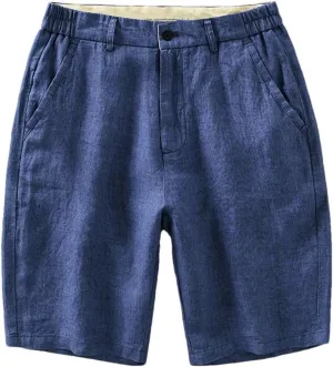 Men Linen Lightweight Beach Straight Shorts Summer Loose Casual Outdoor Work Button Up Short