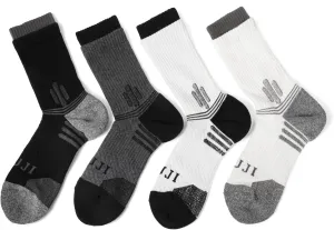 Men's Athletic Crew Socks 4 Pairs,Wicking Cushioned Sports Socks for Running & Daily Wear
