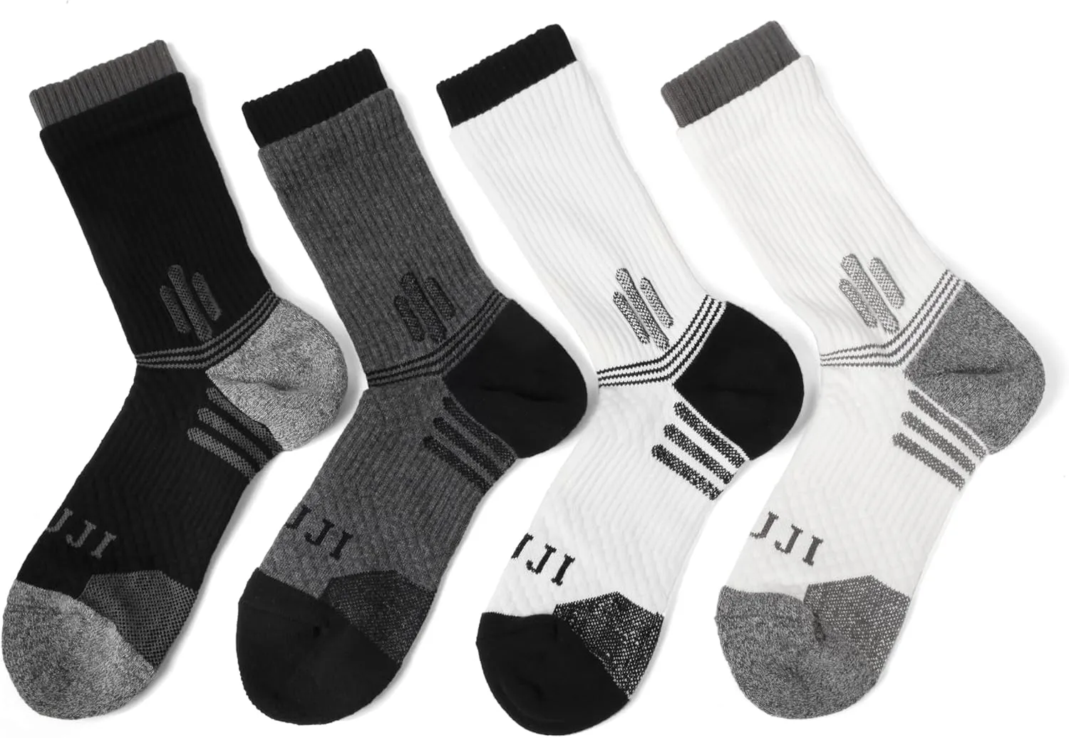 Men's Athletic Crew Socks 4 Pairs,Wicking Cushioned Sports Socks for Running & Daily Wear