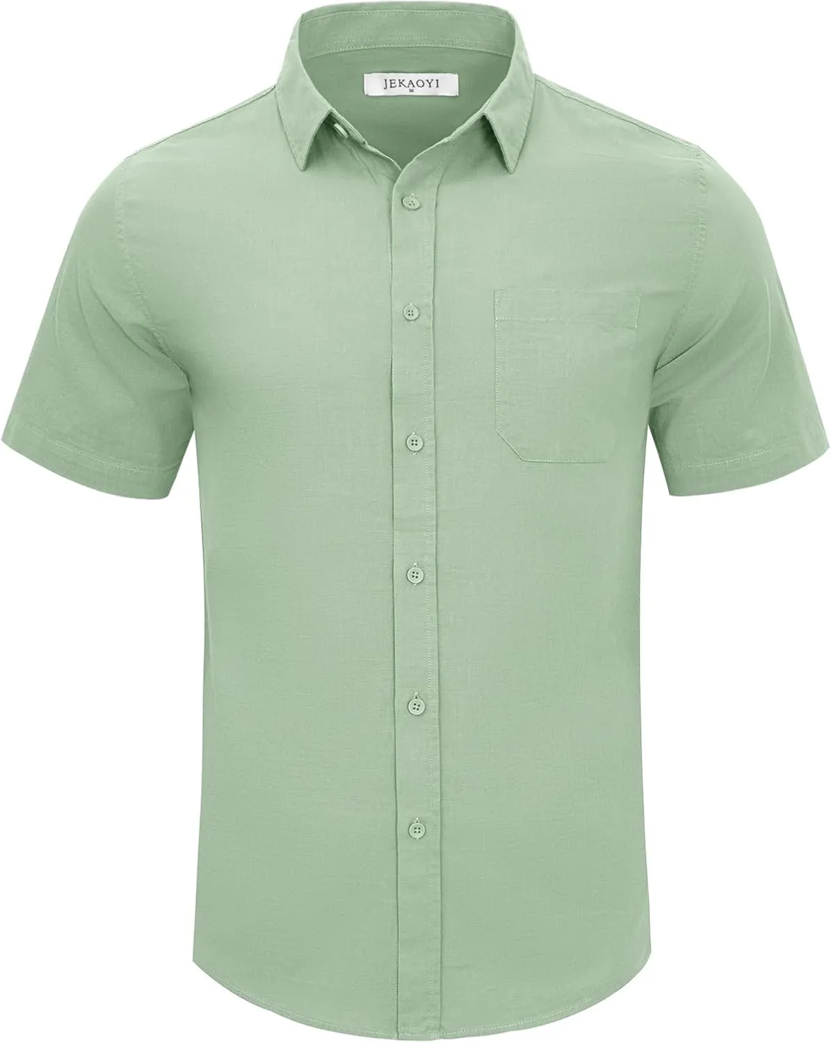 Mens Casual Linen Button Down Short Sleeve Shirts Beach Summer Spread Collar Pocket Tops