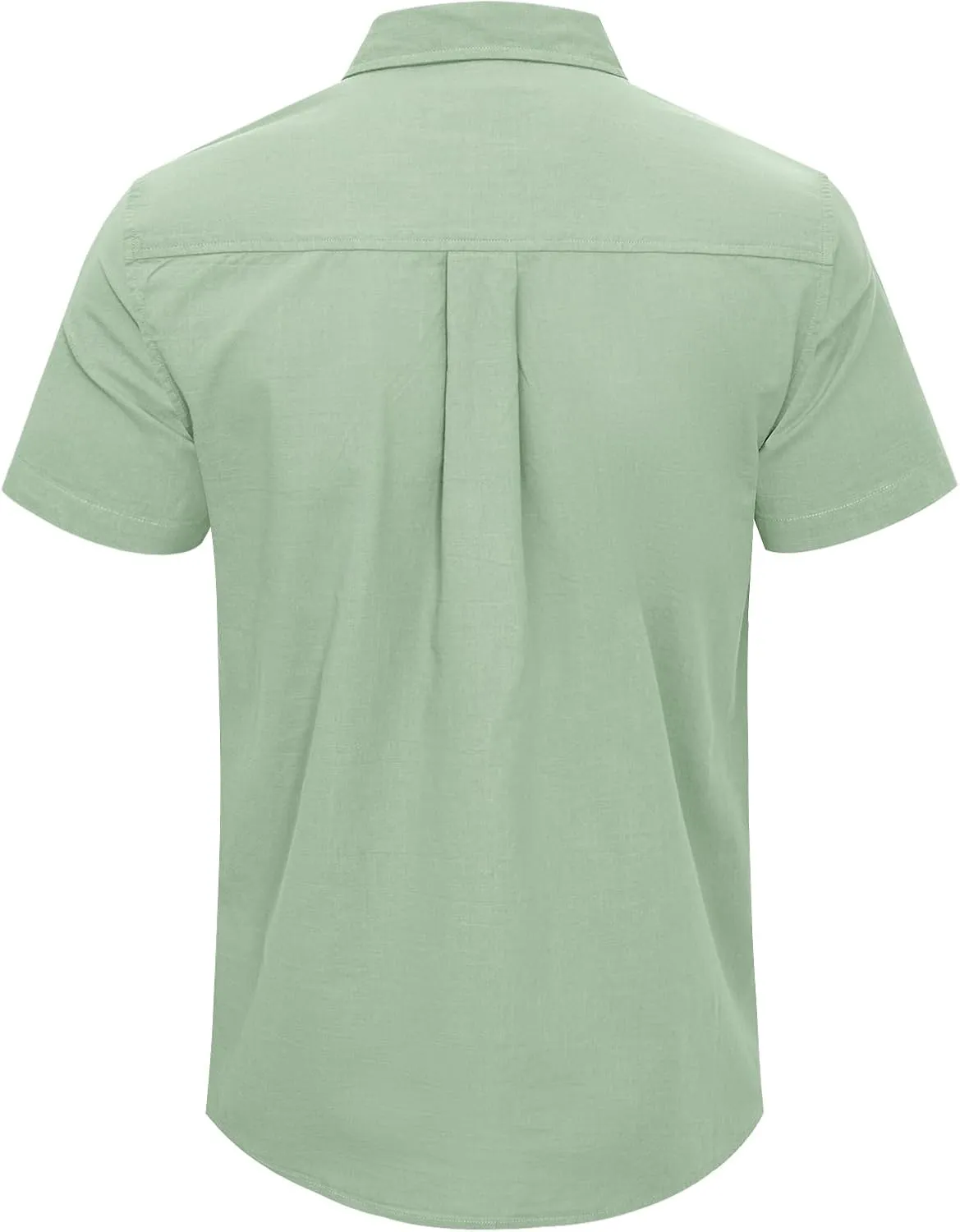 Mens Casual Linen Button Down Short Sleeve Shirts Beach Summer Spread Collar Pocket Tops