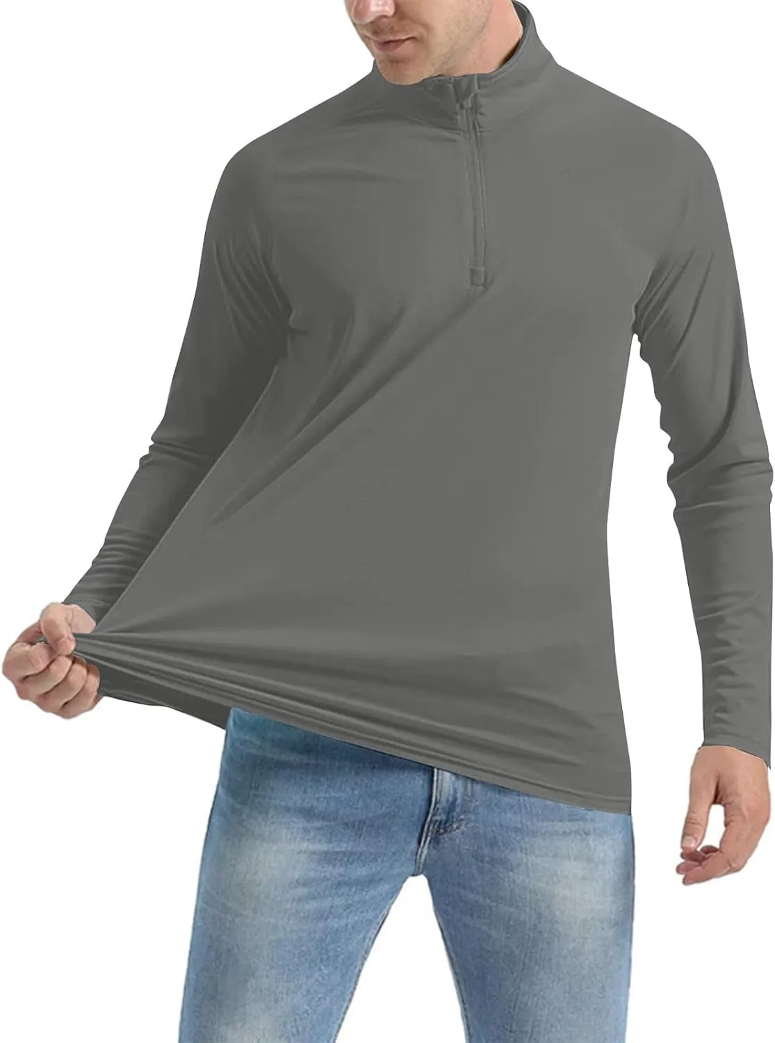 Men's Fall Lightweight Breathable Solid Color Stand Collar Long Sleeved Blouse Tops2024 Men Big and Tall Clothes