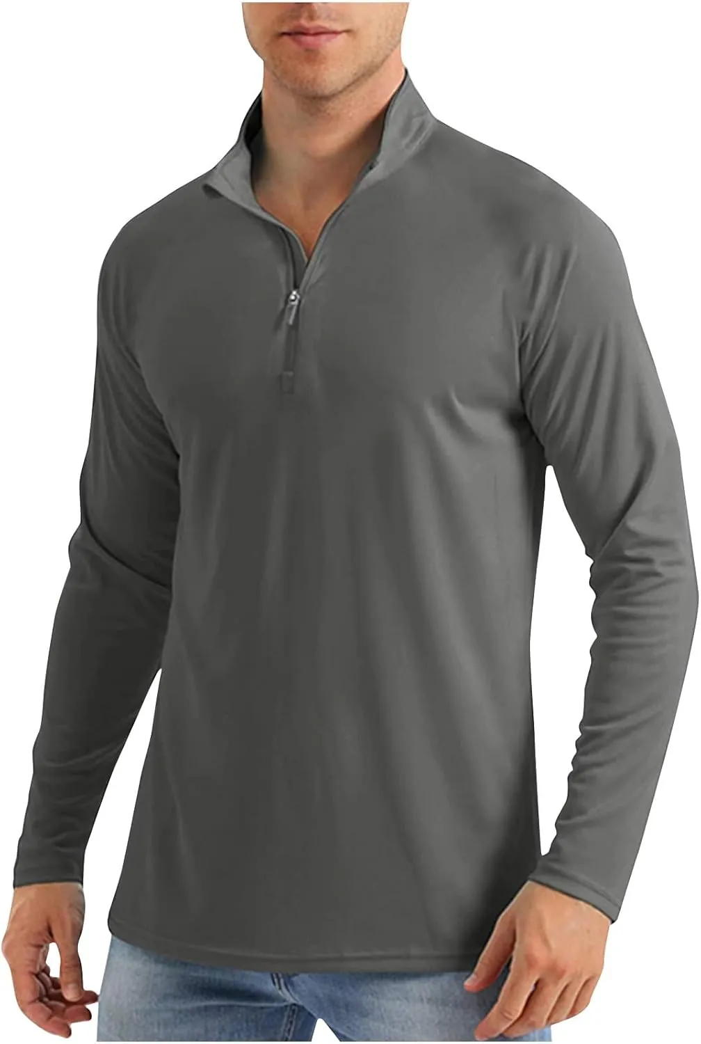 Men's Fall Lightweight Breathable Solid Color Stand Collar Long Sleeved Blouse Tops2024 Men Big and Tall Clothes