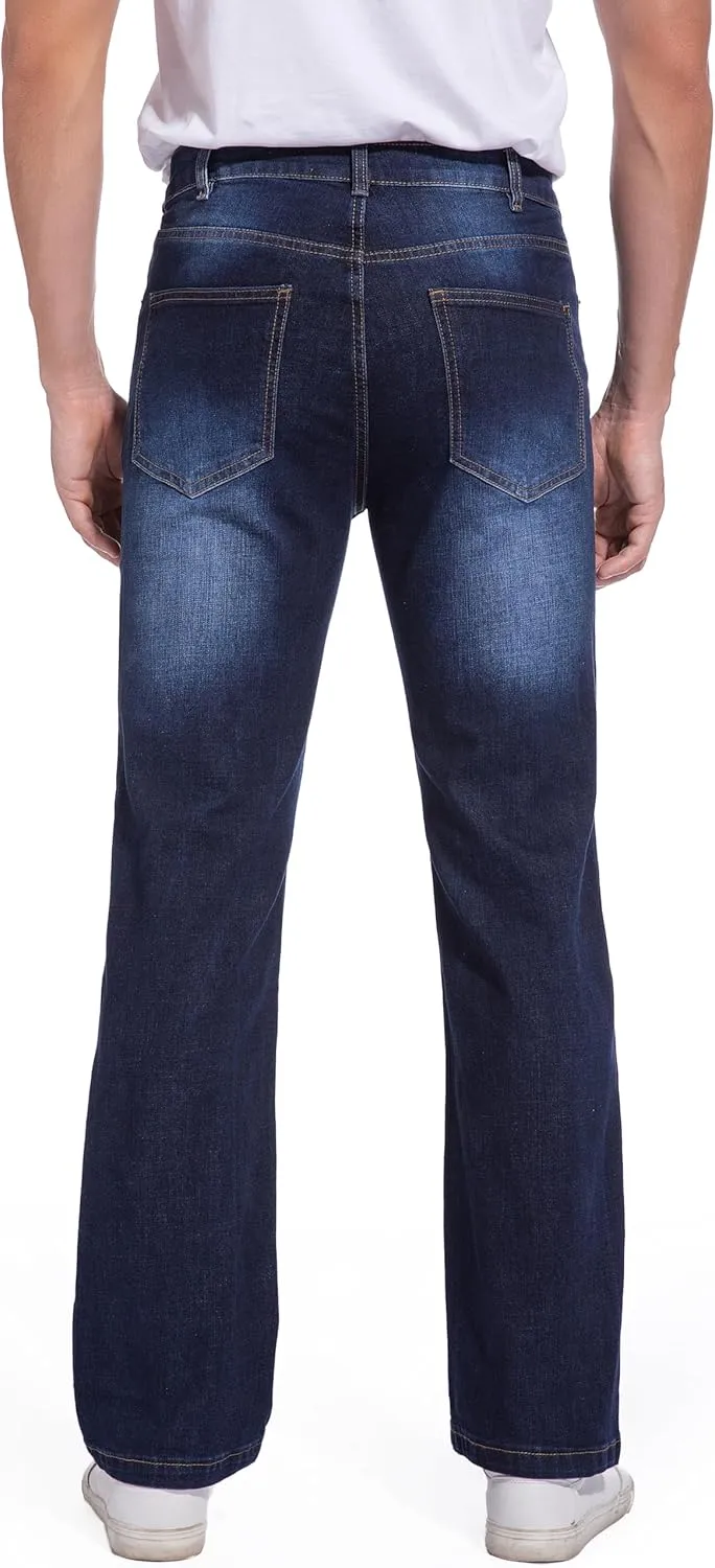 Men's Jeans Regular Fit High Waist Straight Stretch Cotton Jeans 5 Pocket