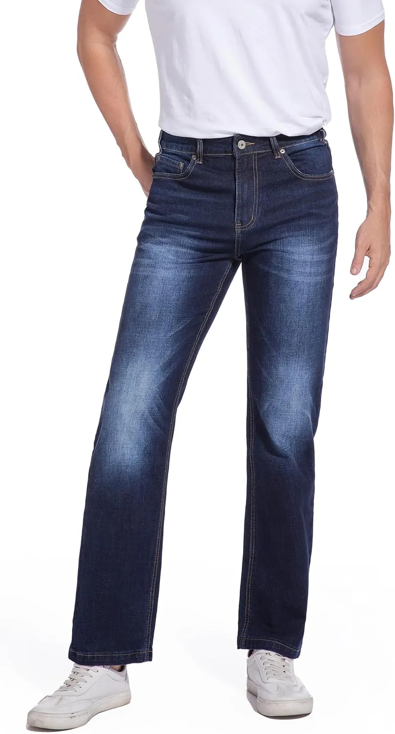 Men's Jeans Regular Fit High Waist Straight Stretch Cotton Jeans 5 Pocket