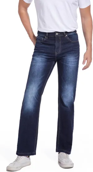 Men's Jeans Regular Fit High Waist Straight Stretch Cotton Jeans 5 Pocket
