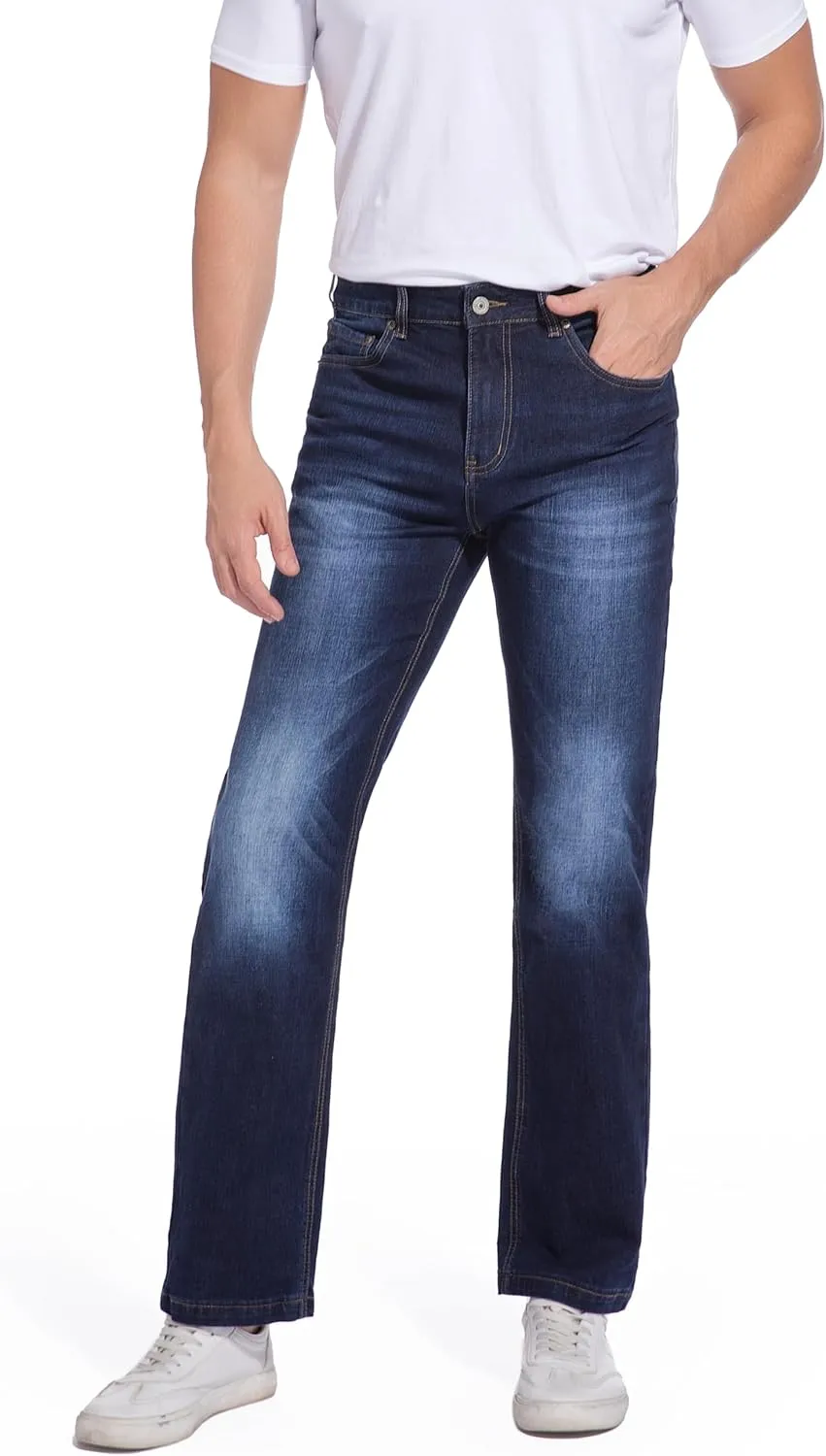Men's Jeans Regular Fit High Waist Straight Stretch Cotton Jeans 5 Pocket