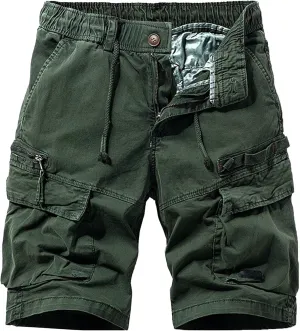 Men's Relaxed Fit Outdoor Jean Trunk Cotton Twill Lightweight Cargo Shorts Zipper Pockets Solid Hiking Short Pants
