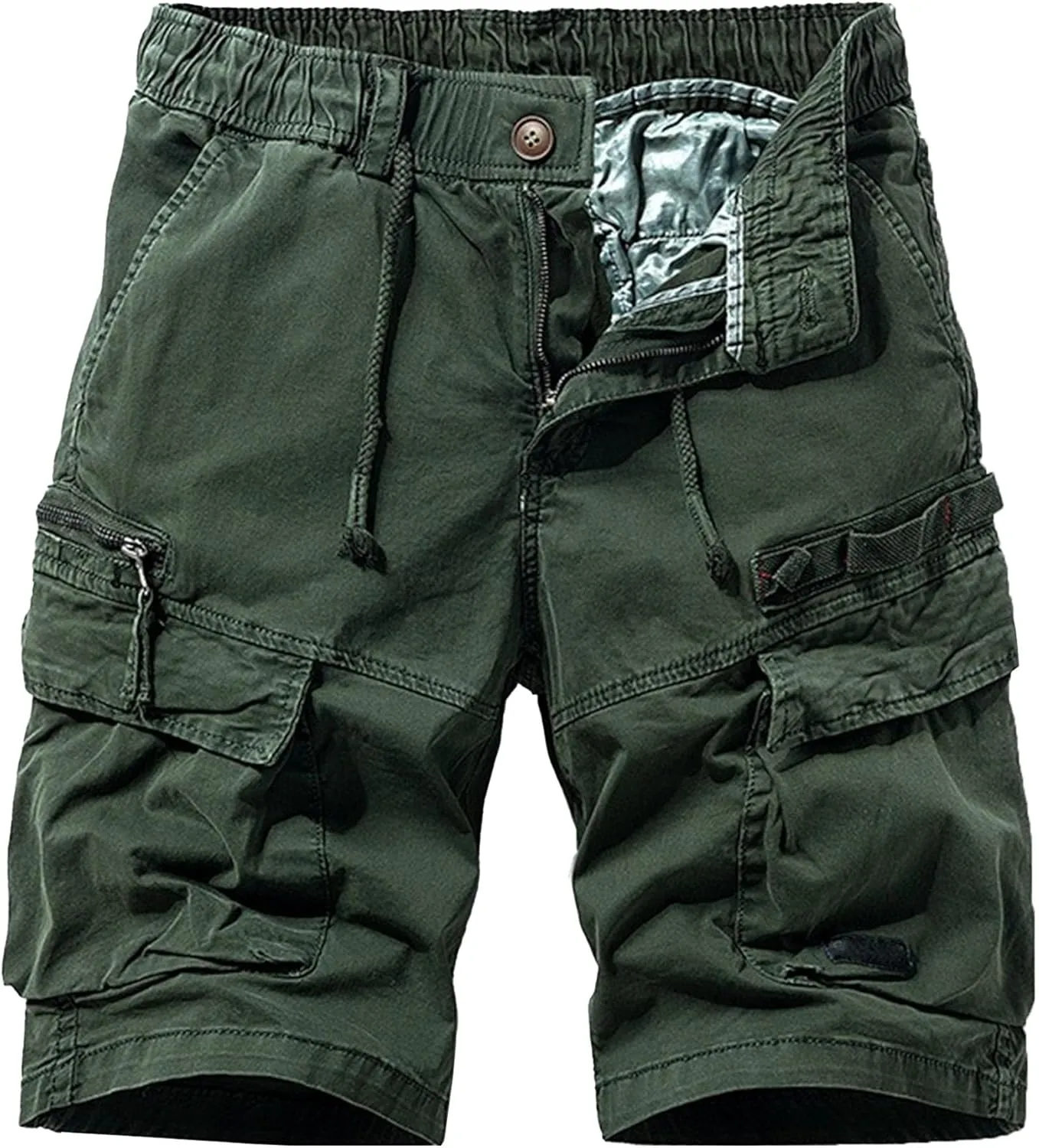 Men's Relaxed Fit Outdoor Jean Trunk Cotton Twill Lightweight Cargo Shorts Zipper Pockets Solid Hiking Short Pants