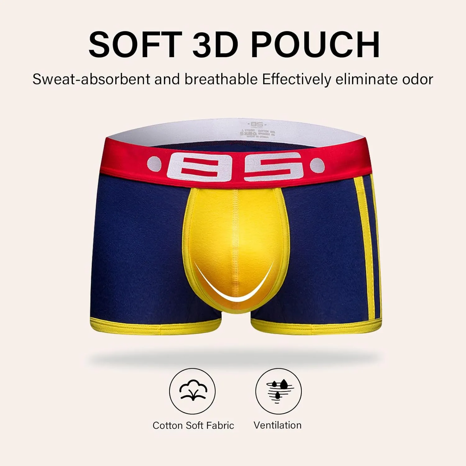 Mens Trunk Underwear Low Rise Boxer Briefs for Men Comfort Moisture-Wicking Pouch Underwear 3 Pack