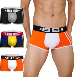 Mens Trunk Underwear Low Rise Boxer Briefs for Men Comfort Moisture-Wicking Pouch Underwear 3 Pack