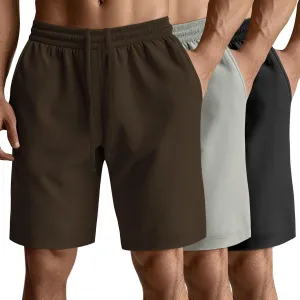 Neer 3 Pack Men's Gym Shorts Athletic Drawstring Cotton Loose Workout Soft Summer Casual Running Shorts with Pockets