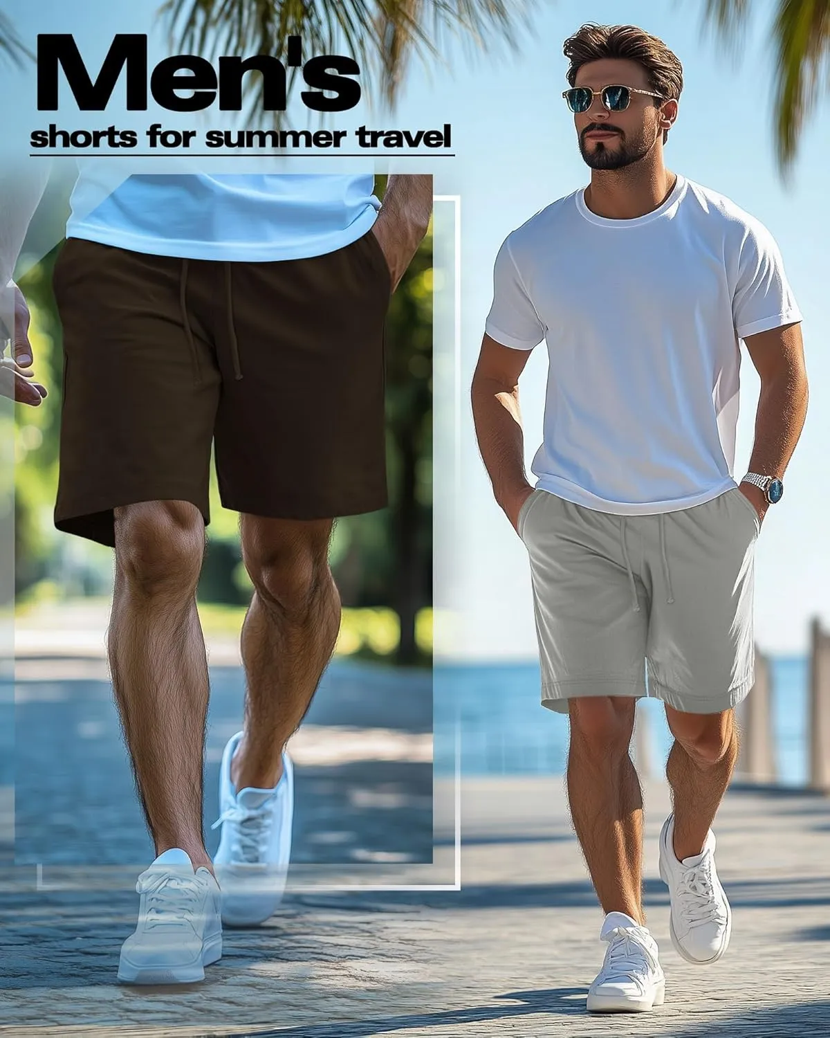 Neer 3 Pack Men's Gym Shorts Athletic Drawstring Cotton Loose Workout Soft Summer Casual Running Shorts with Pockets