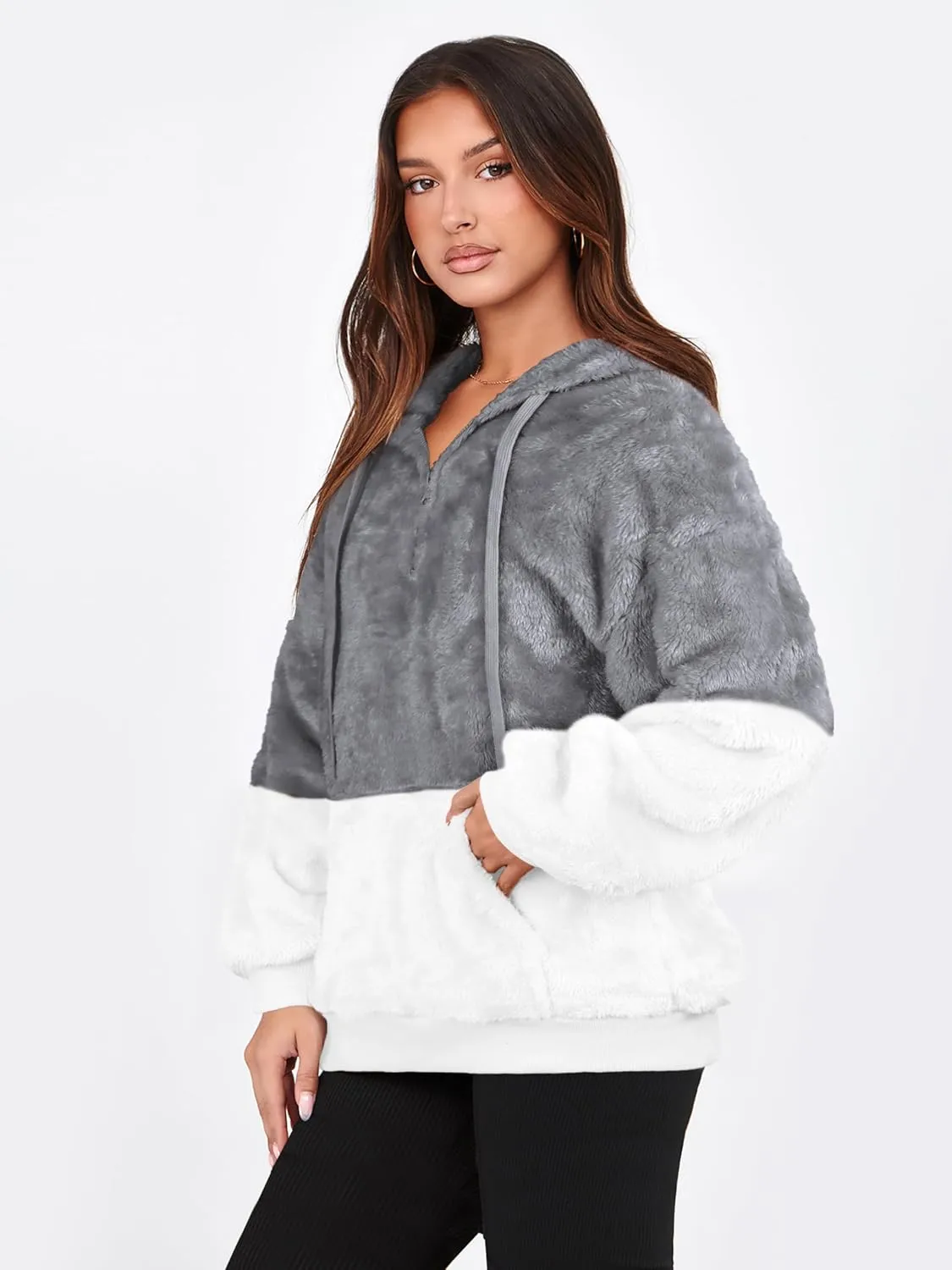 NIeyook Sherpa Fleece Hoodies for Women Fuzzy Oversized Zip up Hoodie with Pockets Casual Pullover Hooded Sweatshirt