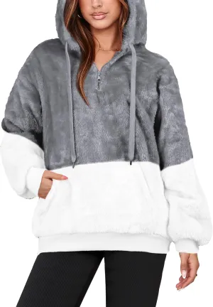 NIeyook Sherpa Fleece Hoodies for Women Fuzzy Oversized Zip up Hoodie with Pockets Casual Pullover Hooded Sweatshirt