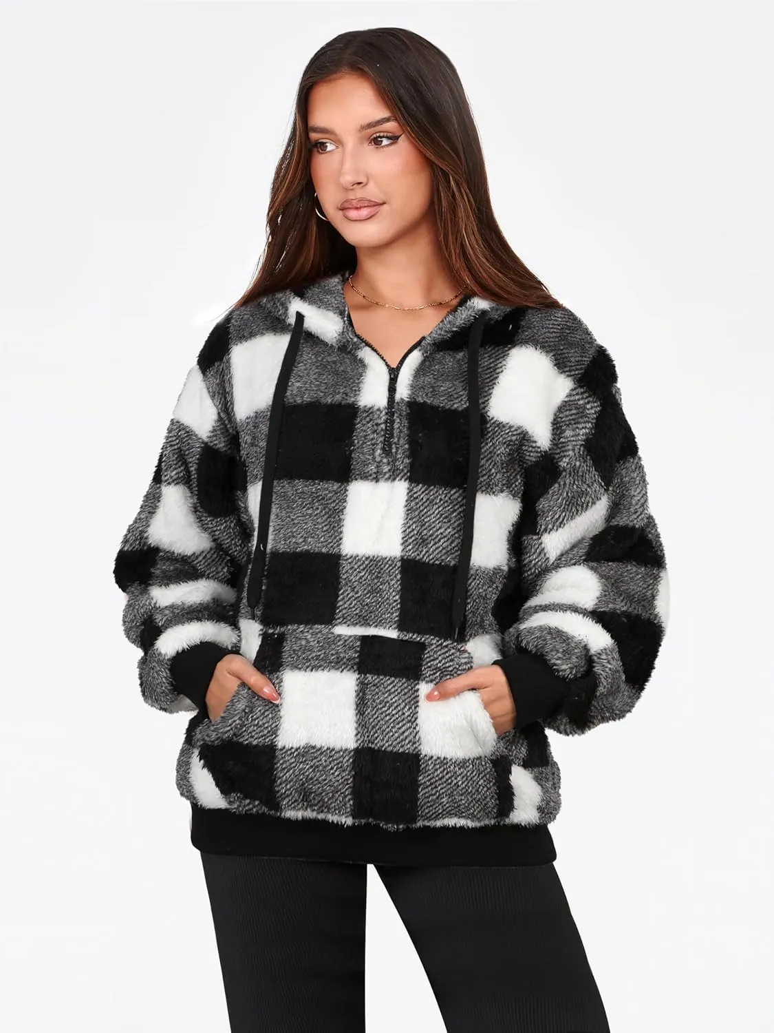 NIeyook Sherpa Fleece Hoodies for Women Fuzzy Oversized Zip up Hoodie with Pockets Casual Pullover Hooded Sweatshirt