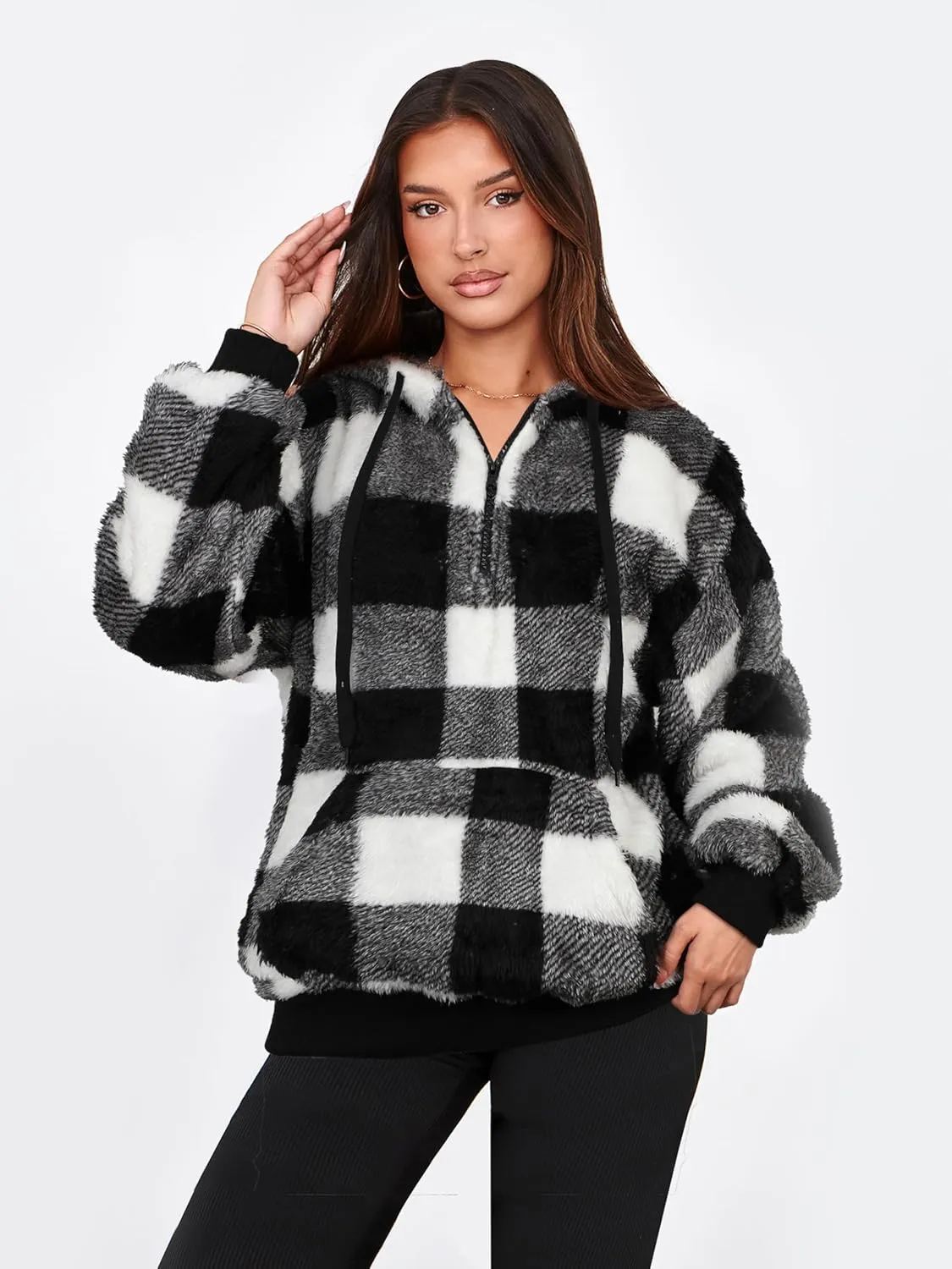 NIeyook Sherpa Fleece Hoodies for Women Fuzzy Oversized Zip up Hoodie with Pockets Casual Pullover Hooded Sweatshirt