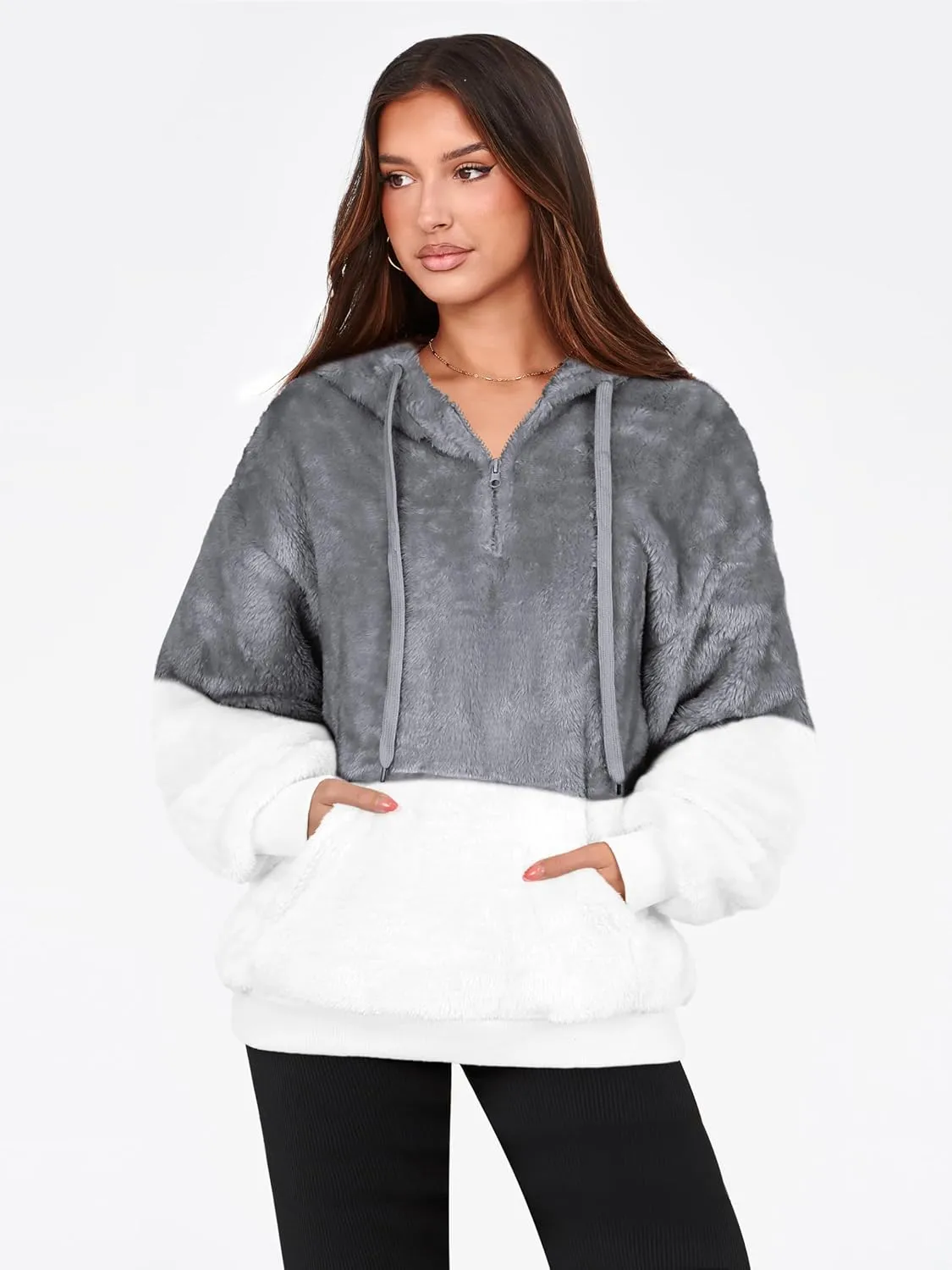 NIeyook Sherpa Fleece Hoodies for Women Fuzzy Oversized Zip up Hoodie with Pockets Casual Pullover Hooded Sweatshirt