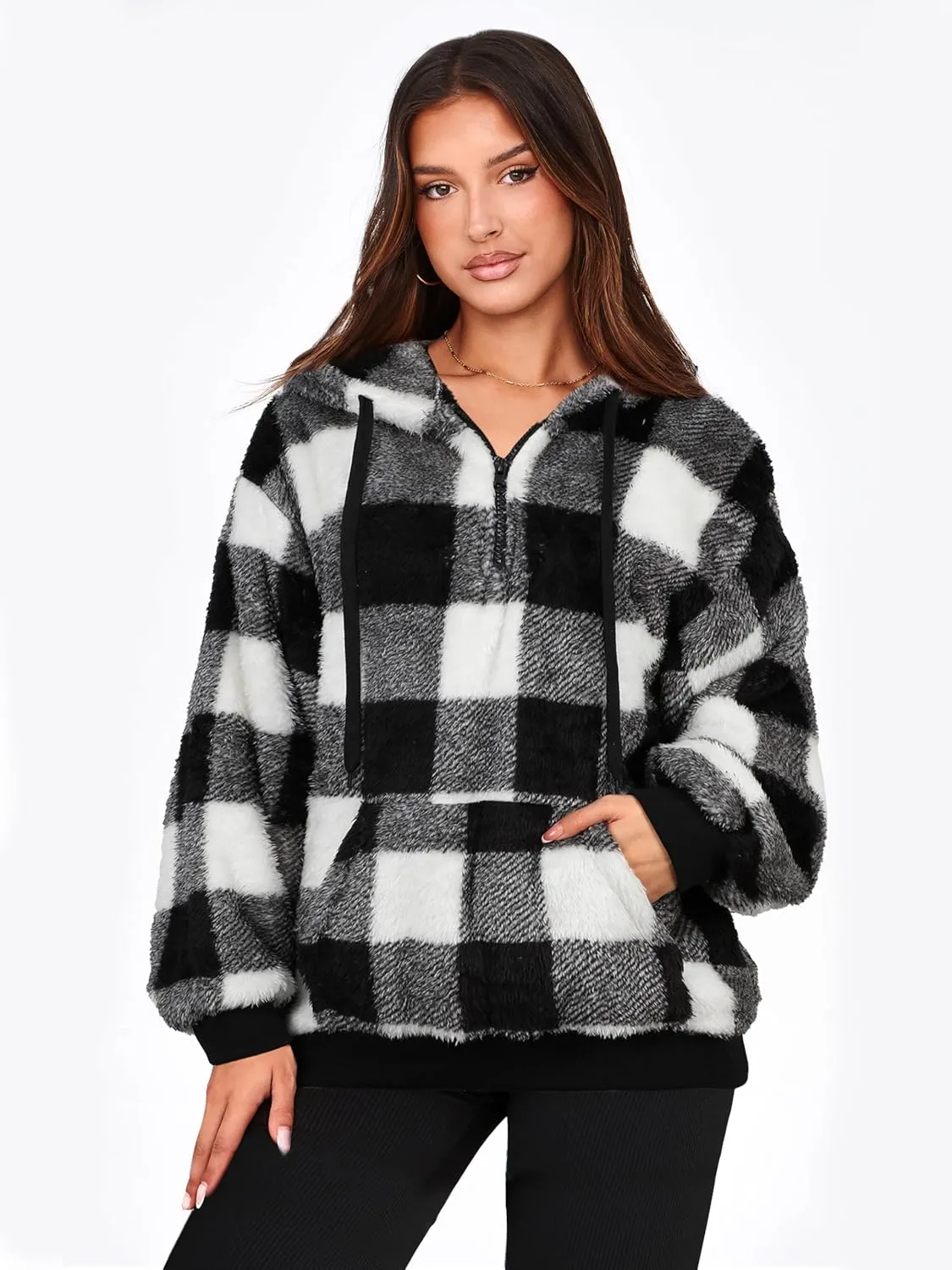 NIeyook Sherpa Fleece Hoodies for Women Fuzzy Oversized Zip up Hoodie with Pockets Casual Pullover Hooded Sweatshirt