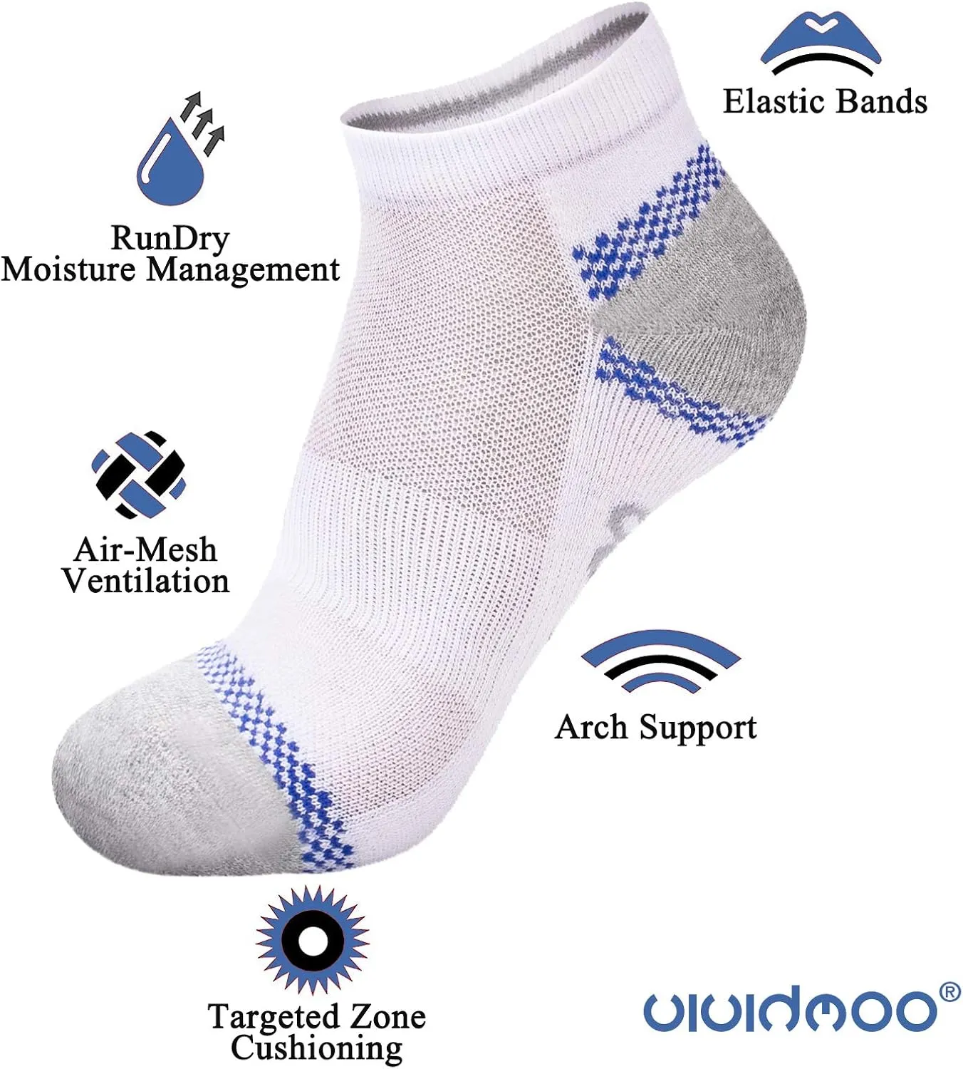 No-Show Ankle Socks Men-Women, Low-Cut Performance Athletic Cotton Socks 5pairs