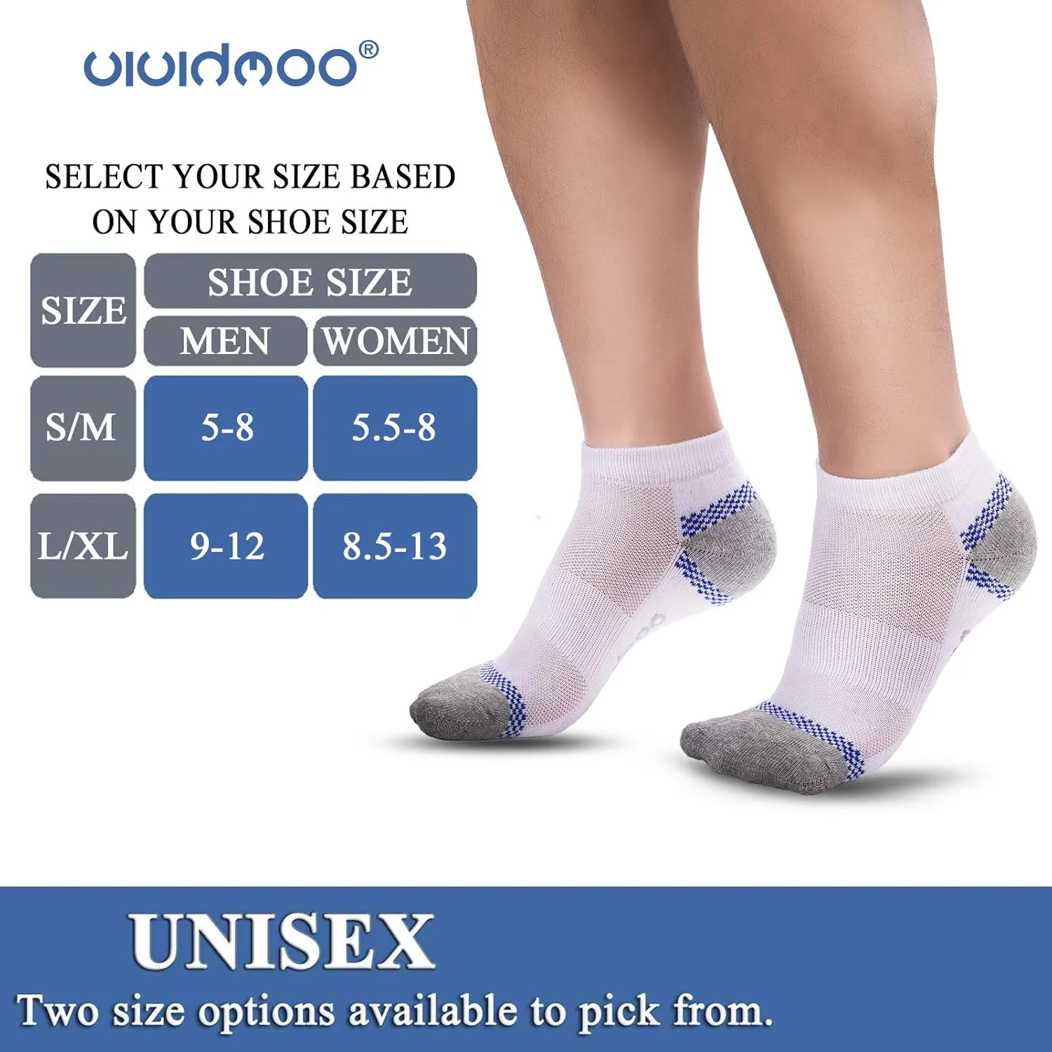 No-Show Ankle Socks Men-Women, Low-Cut Performance Athletic Cotton Socks 5pairs