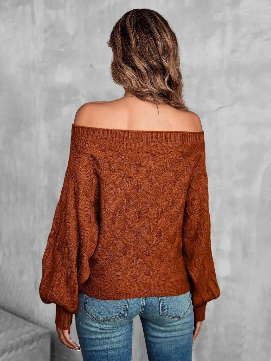 Off The Shoulder Tops for Women，Womens Batwing Sweater,Pullover,Knit Sweater for Women,Going Out Tops,Fall Sweater for Women