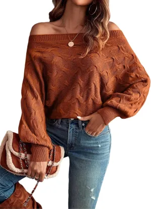 Off The Shoulder Tops for Women，Womens Batwing Sweater,Pullover,Knit Sweater for Women,Going Out Tops,Fall Sweater for Women