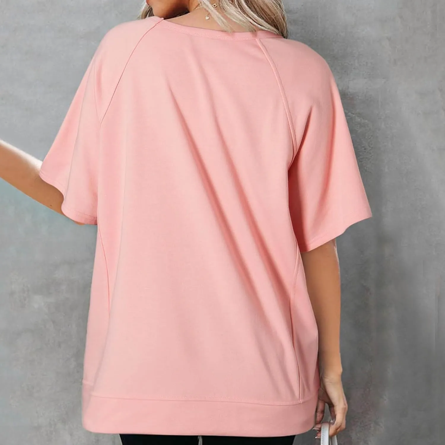 Oversized T Shirts for Women Crewneck Short Sleeve Casual Loose Summer Tops Lightweight High Low Blouse Tee Tops