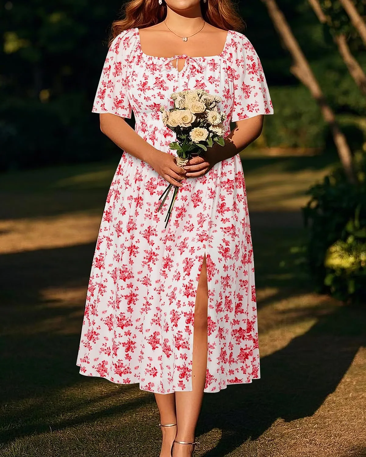 Plus Size Summer Dress 2025 - Milkmaid Sundress Boho Floral Casual Beach Wedding Midi Dresses
