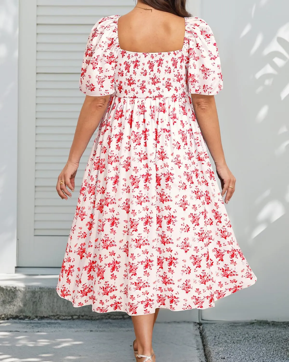 Plus Size Summer Dress 2025 - Milkmaid Sundress Boho Floral Casual Beach Wedding Midi Dresses