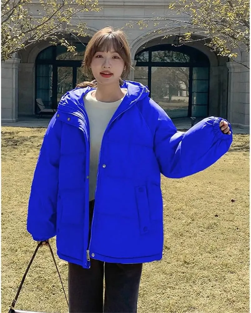 Pulcykp Women Down Parka Jacket Hooded Winter Thickening Warm Duck Down Puffer Coat Outwear