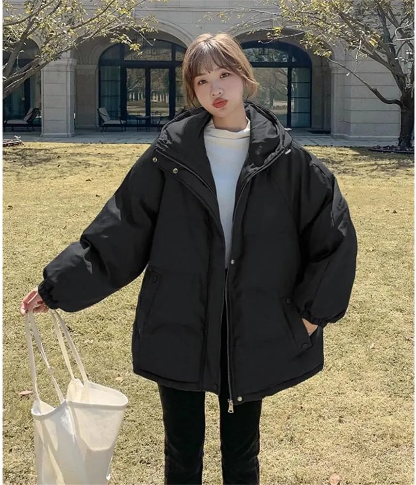 Pulcykp Women Down Parka Jacket Hooded Winter Thickening Warm Duck Down Puffer Coat Outwear
