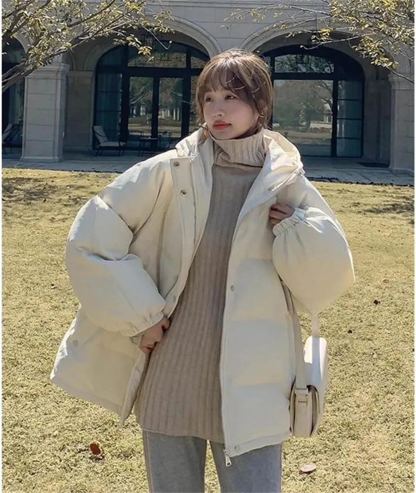 Pulcykp Women Down Parka Jacket Hooded Winter Thickening Warm Duck Down Puffer Coat Outwear