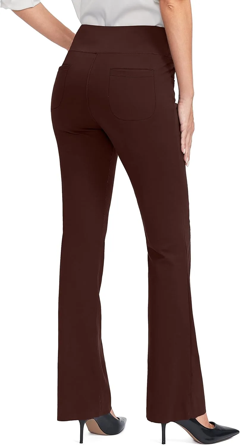 Rammus Womens High Waist Yoga Dress Pants with Pockets Stretch Work Pants for Women Bootcut Leg Slacks for Office Casual