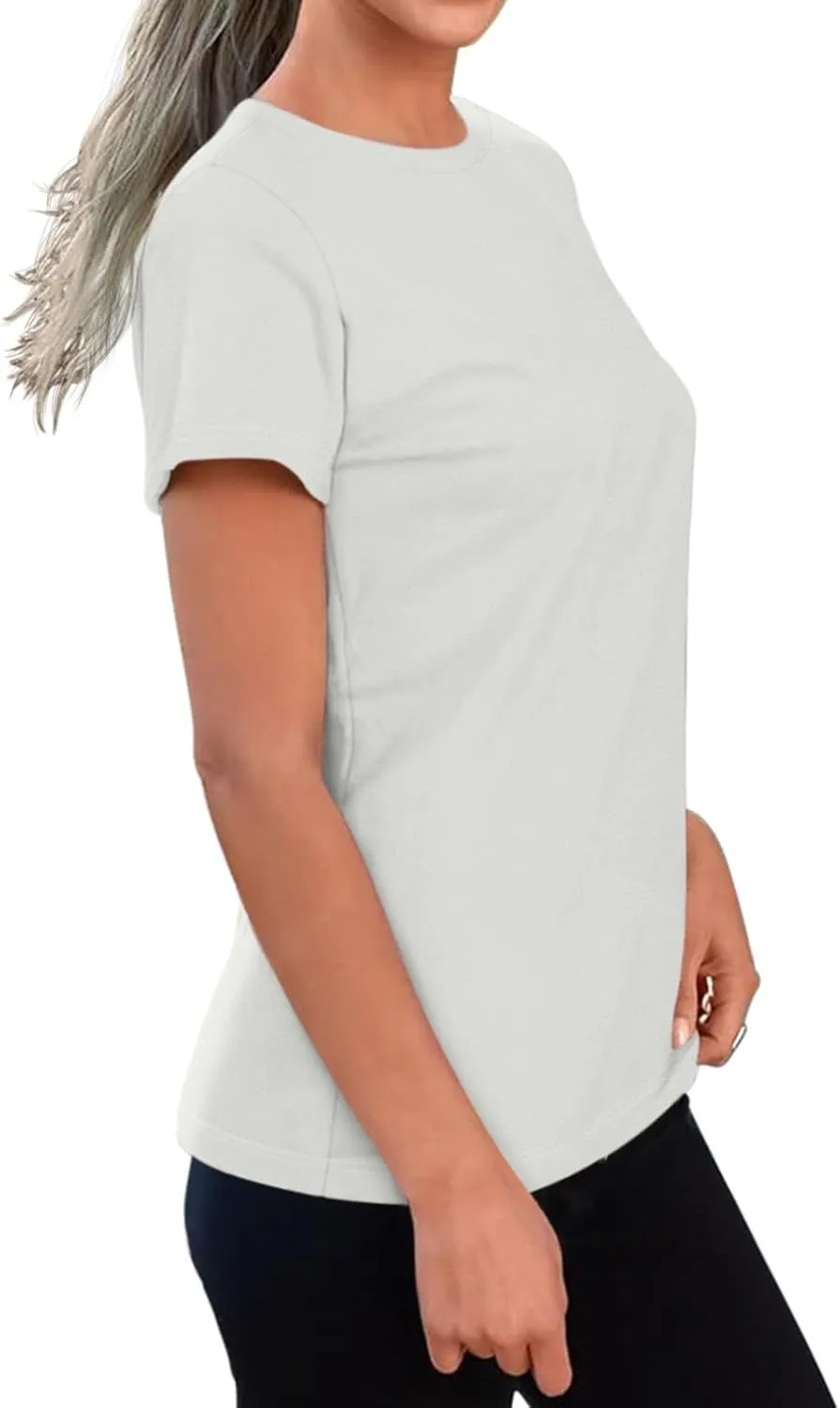REORIA Womens Summer Crewneck Short Sleeve Cotton Tunic Tops Loose Fit Solid T Shirts 2025 Basic Tees