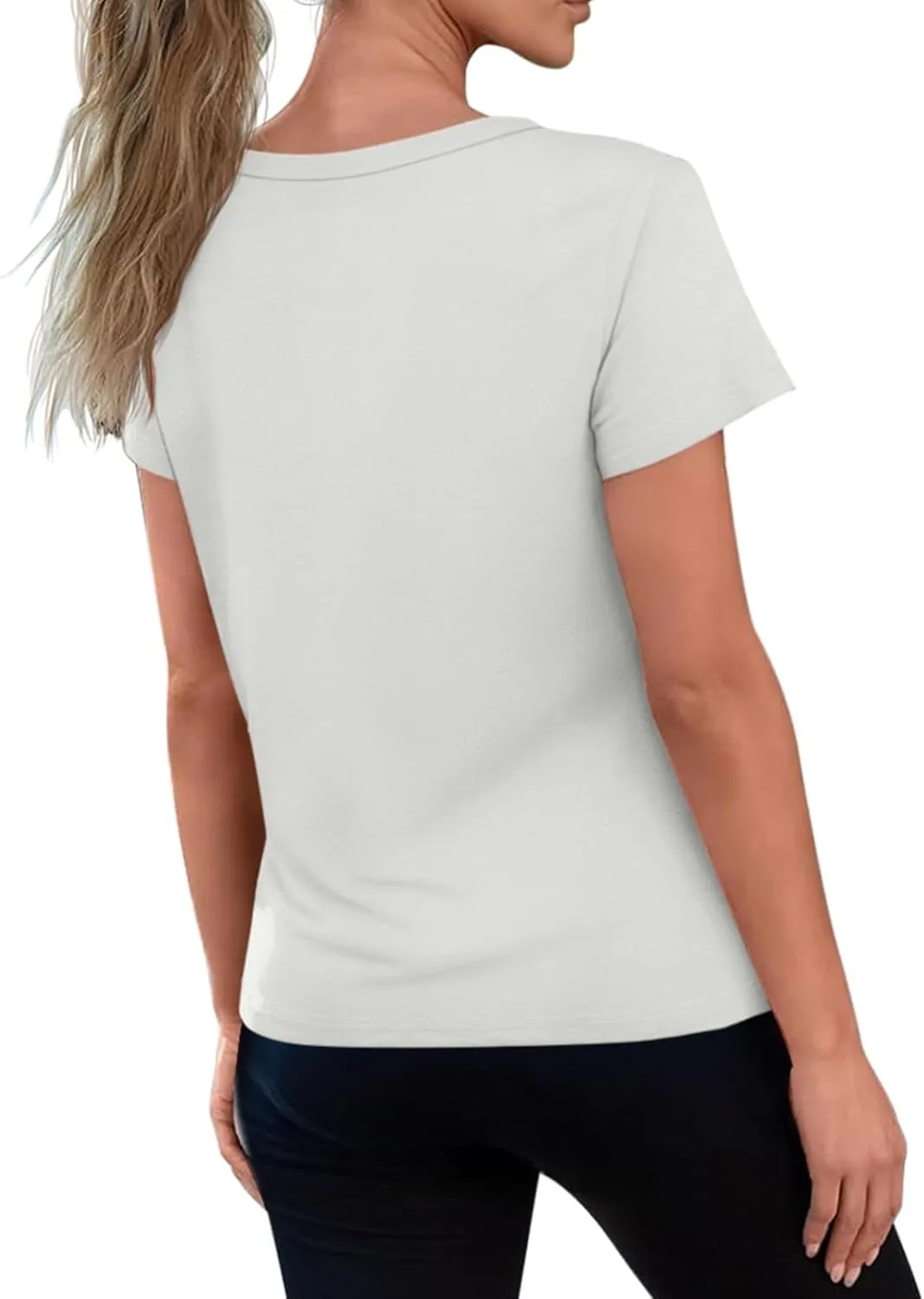 REORIA Womens Summer Crewneck Short Sleeve Cotton Tunic Tops Loose Fit Solid T Shirts 2025 Basic Tees